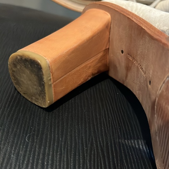 SALE! Frye Cream Ivory women's 9 Sophia Tie-On Leather Upper Leather Block 4" H - Picture 10 of 12